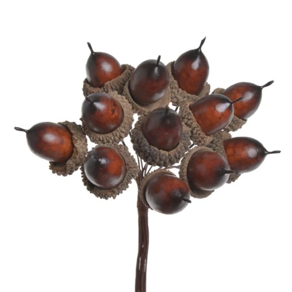 Bundeltje eikeltjes in warme bruine tint, 12cm