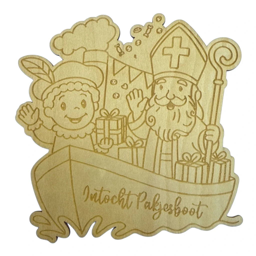 Houten Intocht Pakjesboot naturel, 100mm hoog
