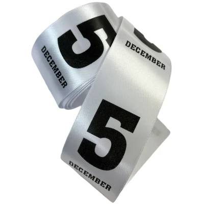 5 DECEMBER satijnen lint Wit-Zwart, 4cm x 3m lang