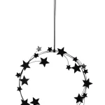 Ring van metaal met zwarte sterren, 26cm  (kerst-winter)