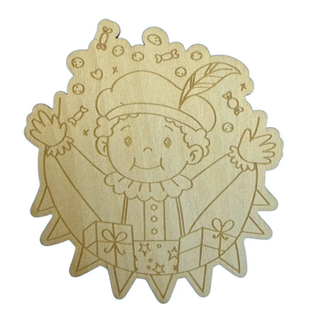Houten  Pietje met vlaggenlijn; 100 mm