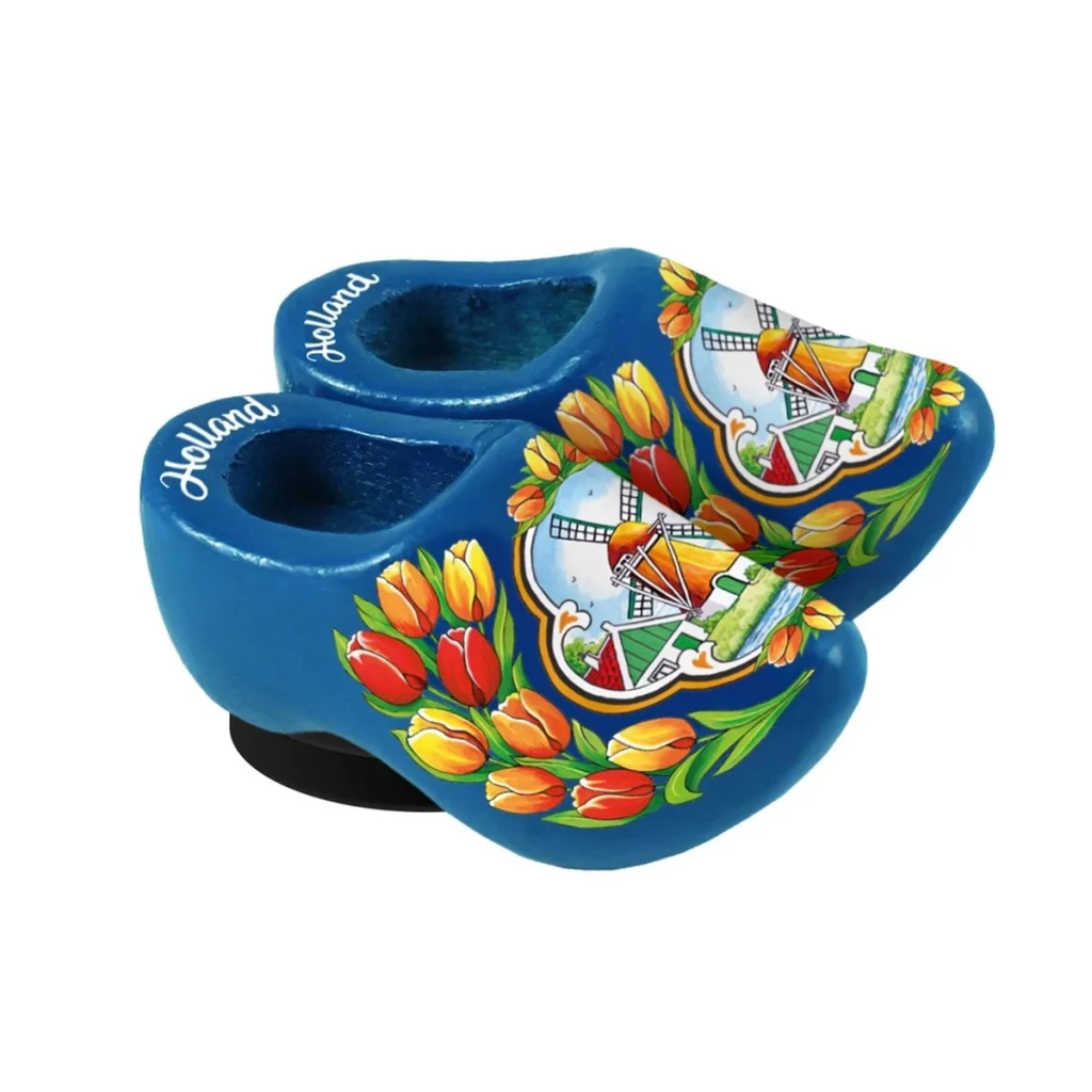 Blauwe klompjes met print, 4cm