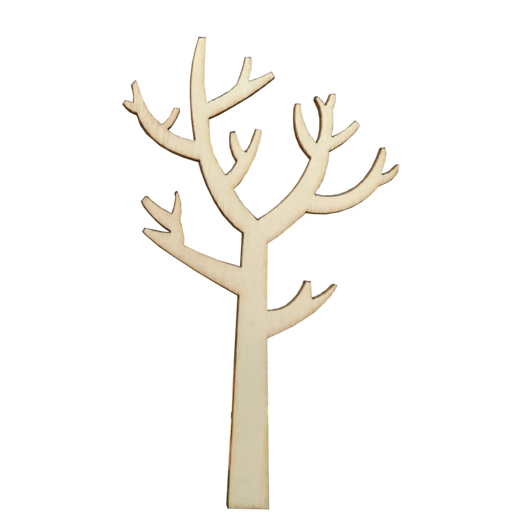Houten boompjes naturel, breed, 2 stuks, 11cm