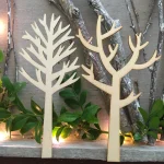 Houten boompjes naturel, breed, 2 stuks, 11cm