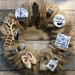 Houten boompjes naturel, breed, 2 stuks, 11cm