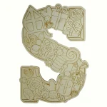 Houten Letter S met Sinterklaassymbolen en snoepgoed,  150mm