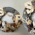 Houten Letter S met Sinterklaassymbolen en snoepgoed,  150mm