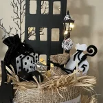 Lantaarn met kerstkrans, hekje, guirlande, led-lampjes, 12cm  (kerst-winter)