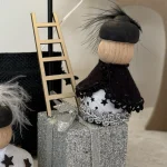Zwart-wit PIET Houten Peg DIY-Pakketje; met laddertje