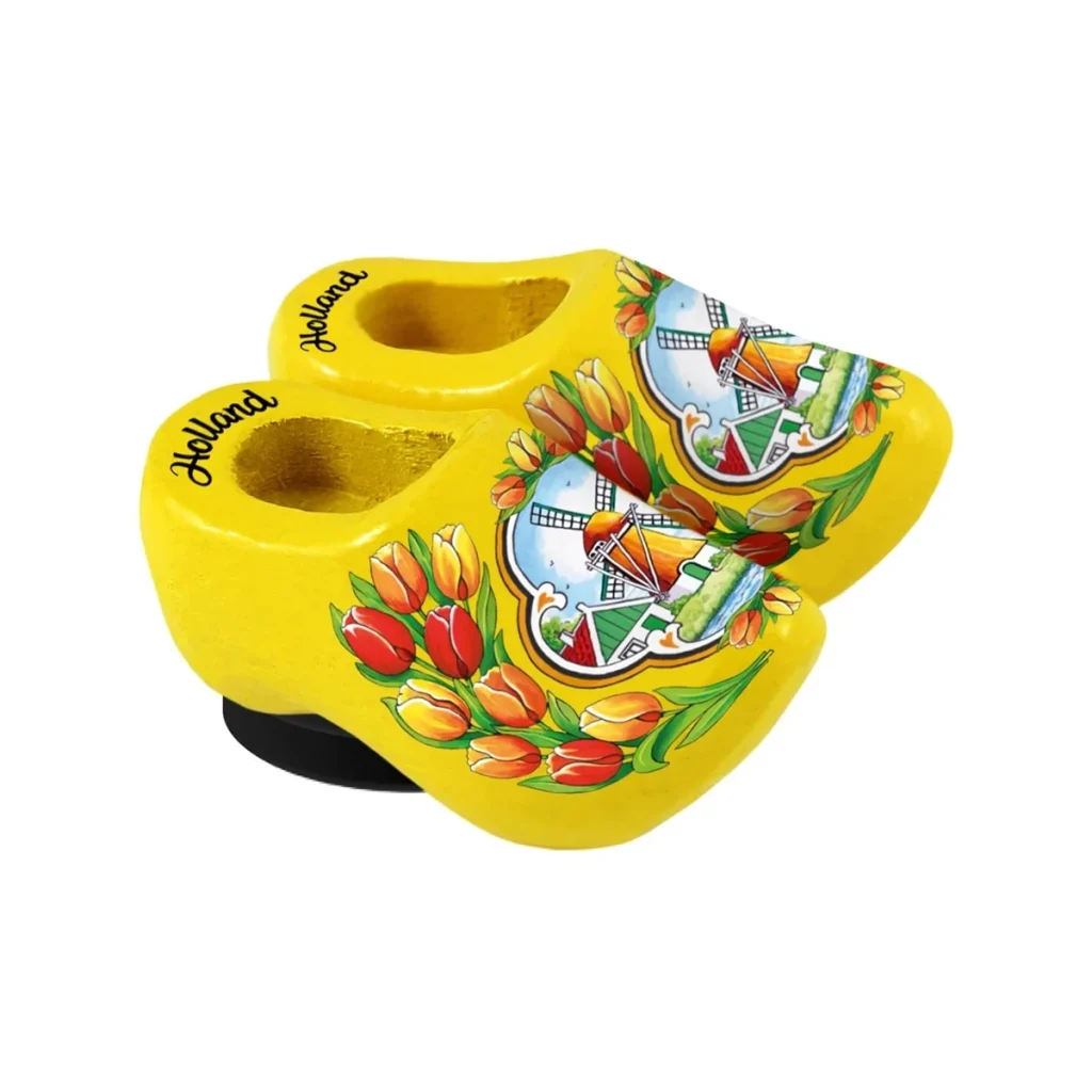 Gele klompjes met print, 4cm