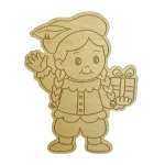 Houten Meisjes Piet met kadootje;  100mm