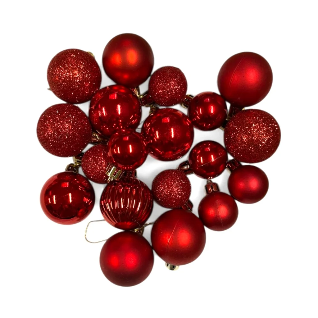Kerstballetjes van plastic, 18 stuks