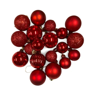 Kerstballetjes van plastic, 18 stuks