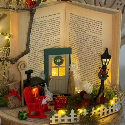 DIY-Pakket; Staand boek met Sinterklaastafereeltje; Sinterklaasje kom maar binnen..