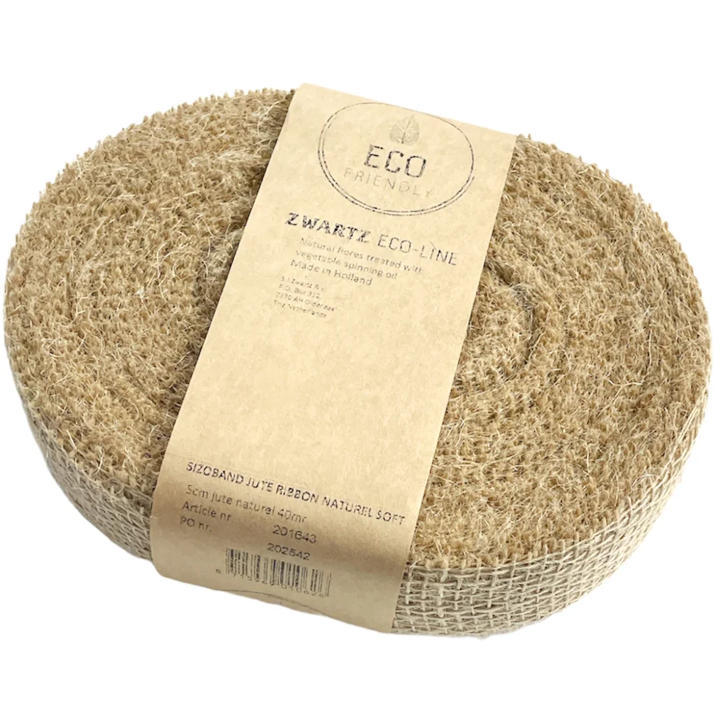 Jute band Naturel, 5cm, Volledige rol 40 meter