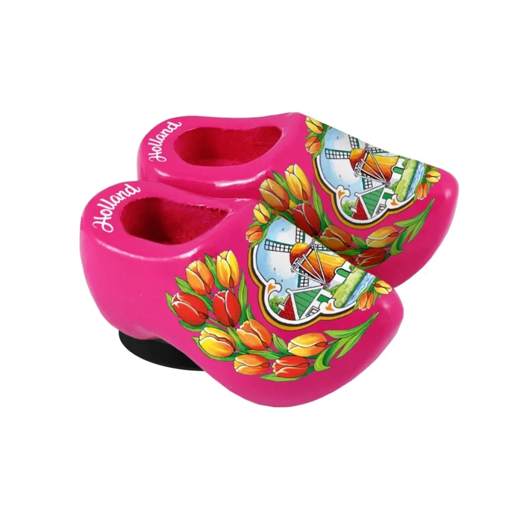 Roze klompjes met print, 4cm
