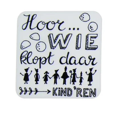 Handlettering Sinterklaastekst; "Hoor wie klopt daar..", 15cm