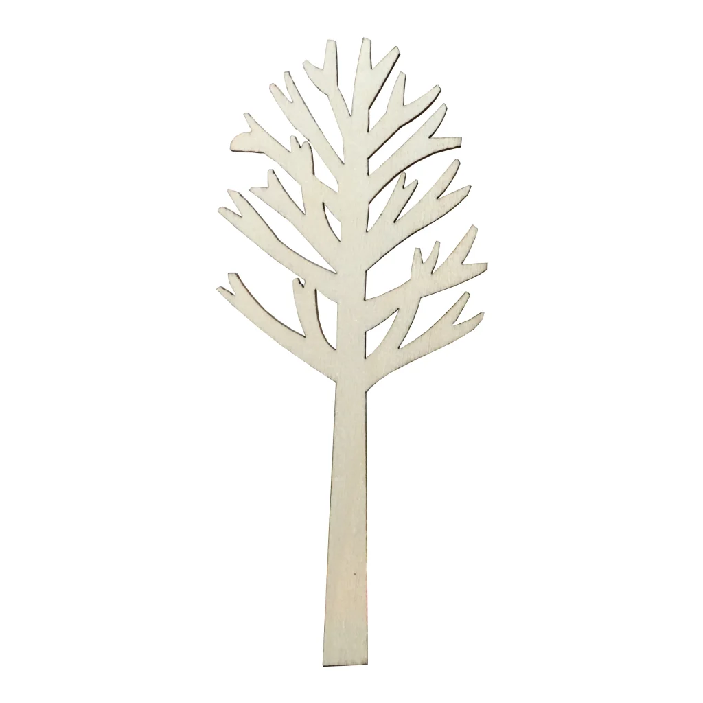 Houten boompjes naturel, 2 stuks, smal, 11cm