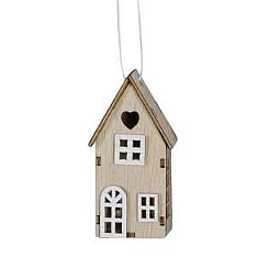 Houten hanger huis, 8cm (kerst-winter)
