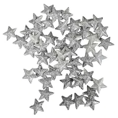 Set zilveren sterretjes met glitter, 25 stuks (kerst-winter)