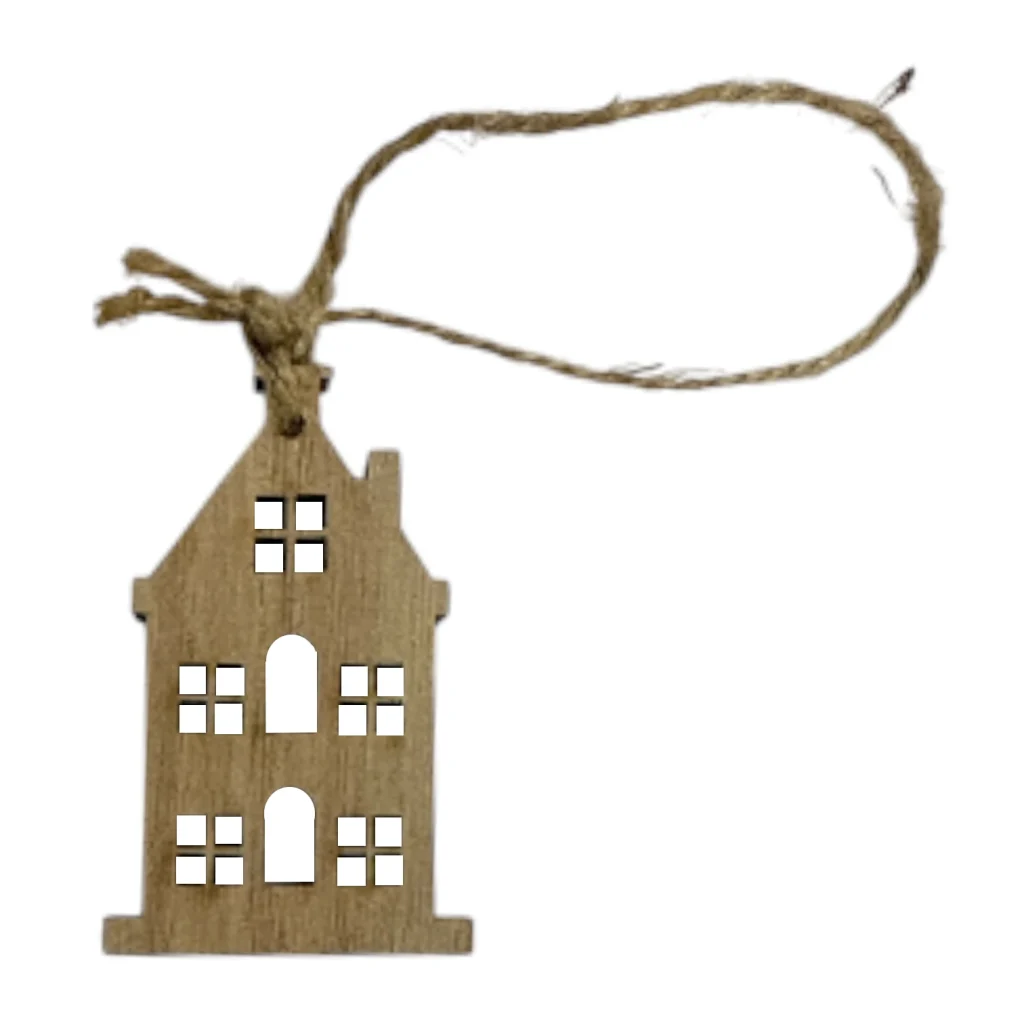 Houten hanger Naturel deco huisje, 4.5cm (kerst-winter)