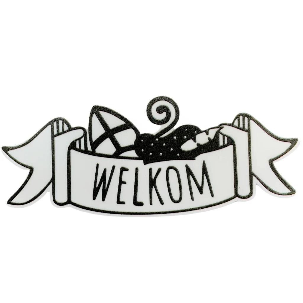Witte wimpel 'Welkom', 12cm