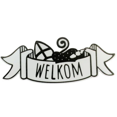 Witte wimpel 'Welkom', 12cm