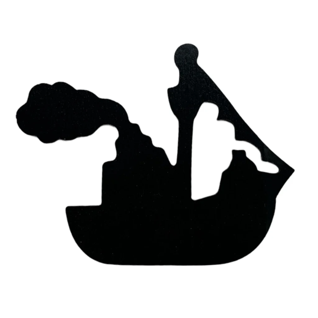 Silhouette Zie ginds komt de stoomboot, 7cm