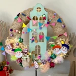 DIY-Pakket; Pieten Pakjeshuis Krans, 35cm