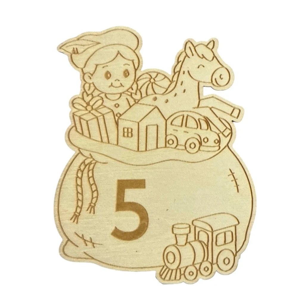 Houten Meisjes Pietenpopje in zak met kadootje; 100mm