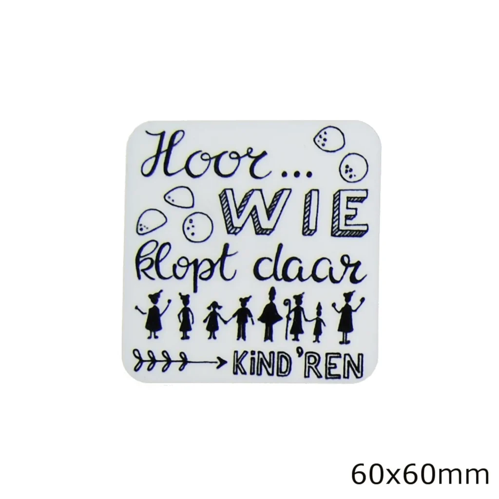 Handlettering Sinterklaastekst; "Hoor wie klopt daar..", 6cm