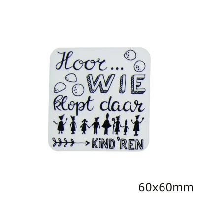 Handlettering Sinterklaastekst; "Hoor wie klopt daar..", 6cm