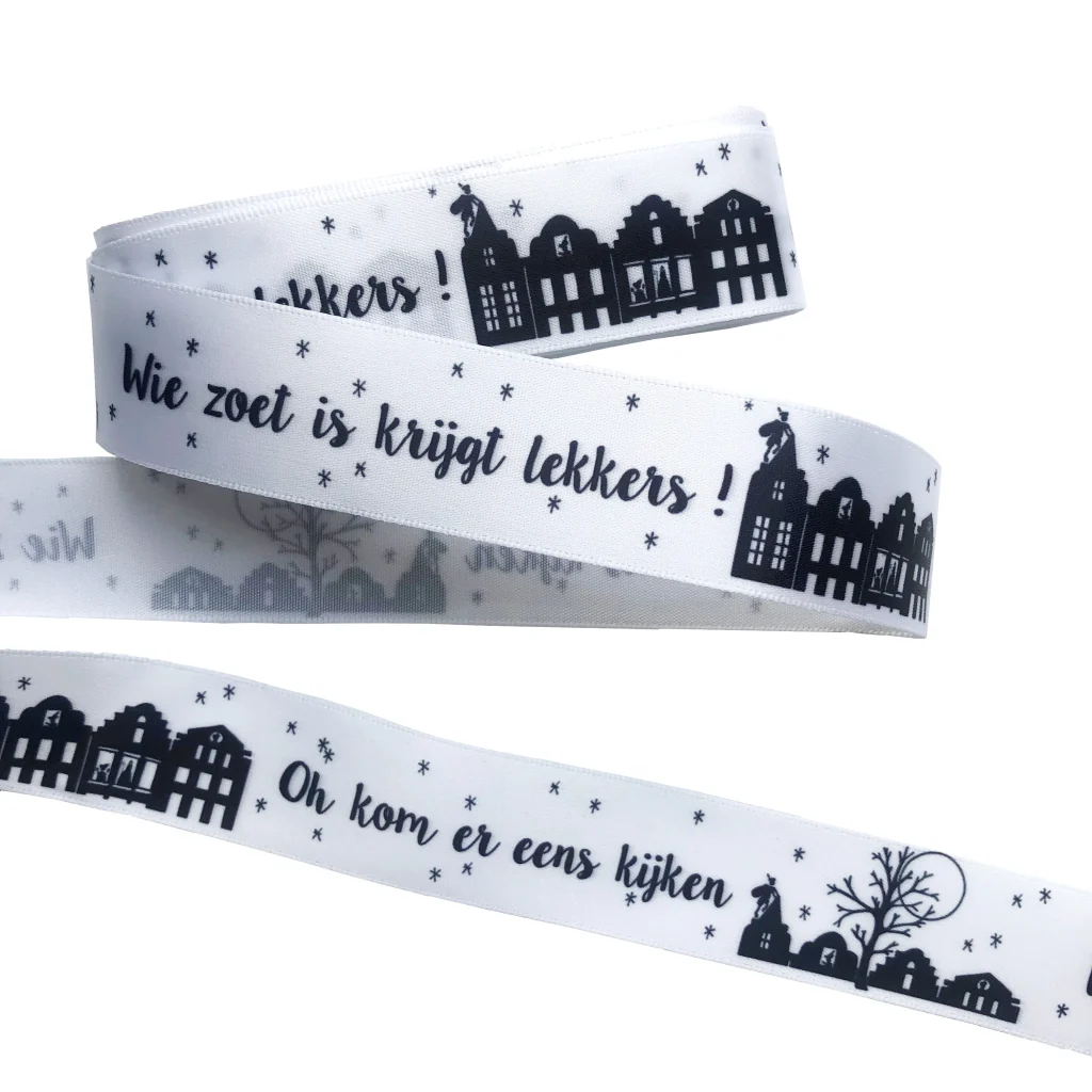 5 meter monochroom Sinterklaaslint Oh kom er eens kijken, 25mm