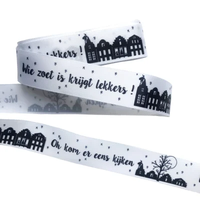 5 meter monochroom Sinterklaaslint Oh kom er eens kijken, 25mm