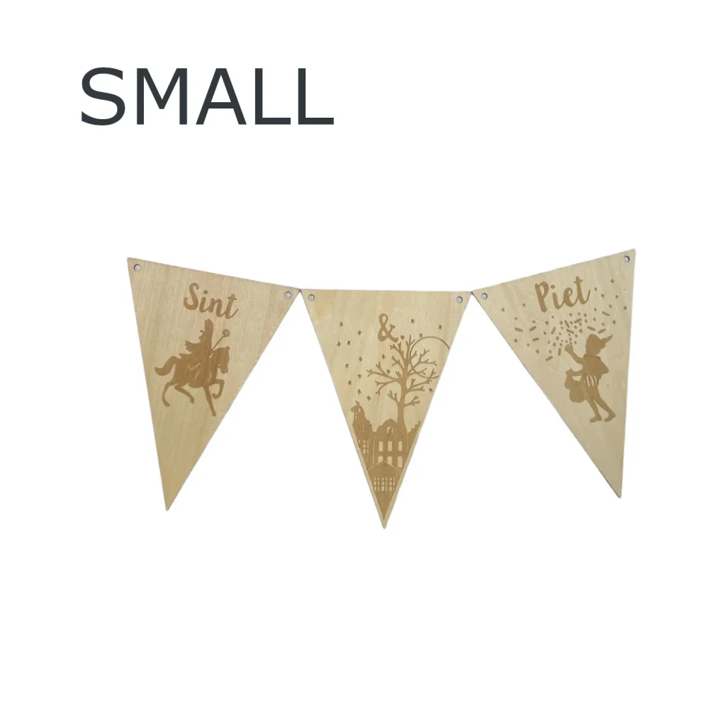 Houten vlaggenlijn SMALL, Sint & Piet, 5cm x 7cm