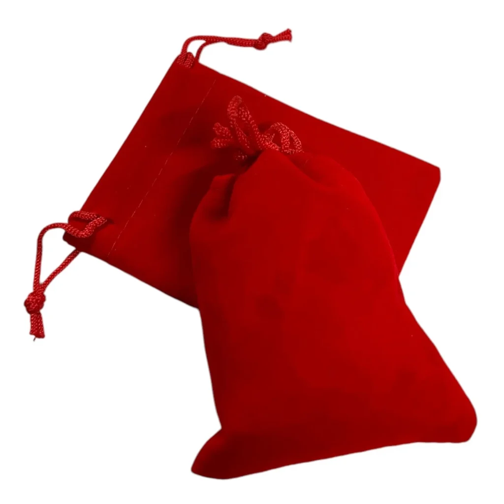 1 Rood FLUWELEN zakje van Sinterklaas, 7x9cm